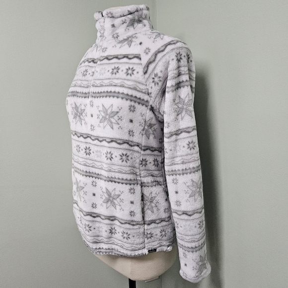 Eddie Bauer Nordic 1/4 Zip Fleece Pullover Womens White Frost Snowfall Fair Isle - Picture 3 of 9